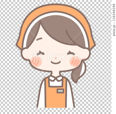 上半身｜笑顔の女性店員イラスト｜エプロン 116349199