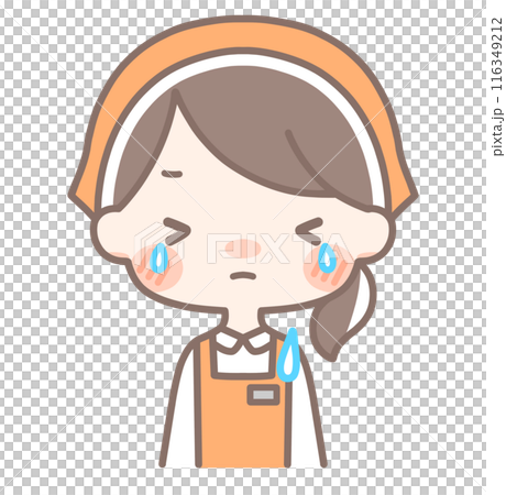 Upper body | Crying female store clerk illustration | Apron 116349212