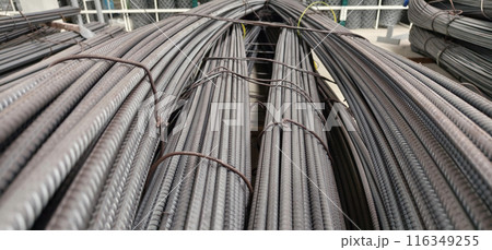 Background of metal bars at the construction warehouse 116349255