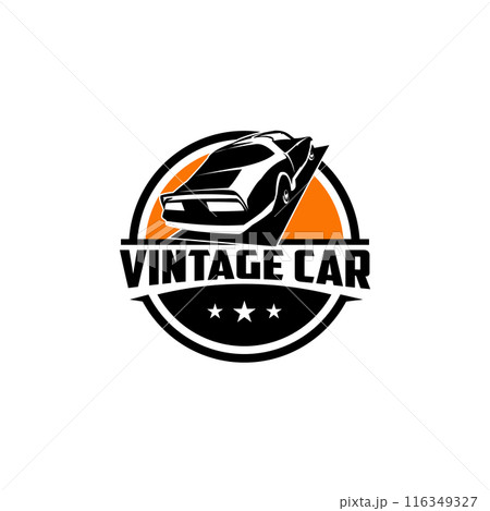 1977 Pontiac with a stunning red sky in the background. simple premium illustration vector design. best for logos, badges, emblems, icons, design stickers, t-shirts. available in eps 10 116349327