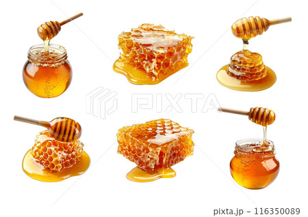Honey Collection Bundle Set Isolated on a Transparent Background 116350089