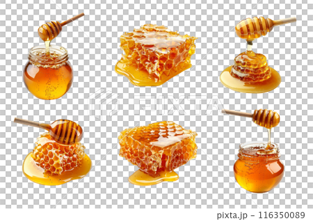 Honey Collection Bundle Set Isolated on a Transparent Background 116350089