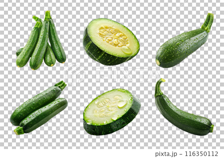 Zucchini Collection Bundle Set Isolated on a Transparent Background Zucchini Collection Bundle Set Isolated on a Transparent Background 116350112