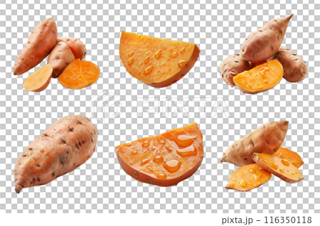 Sweet Potato Collection Bundle Set Isolated on a Transparent Background 116350118