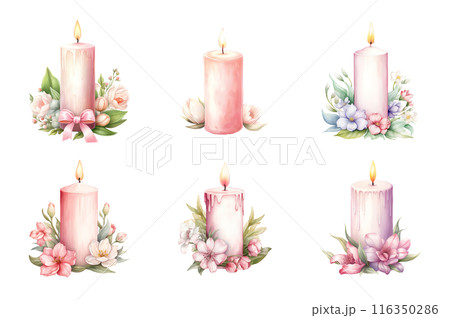 Easter Candle Collection Bundle Set Isolated on a Transparent Background 116350286