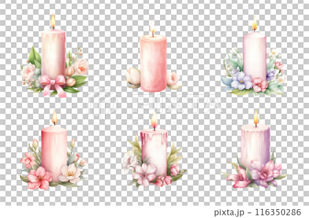 Easter Candle Collection Bundle Set Isolated on a Transparent Background 116350286