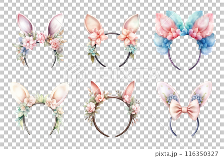 Bunny Headband Collection Bundle Set Isolated on a Transparent Background 116350327