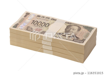 斜めのアングルで撮影した日本の新紙幣の400万円の束 斜めのアングルで撮影した日本の新紙幣の400万円の束 116351015
