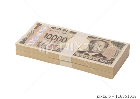 斜めのアングルで撮影した日本の新紙幣の200万円の束 斜めのアングルで撮影した日本の新紙幣の200万円の束 116351018