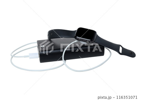 PNG,power bank with a smart watch, isolated on white background 116351071