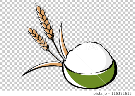 筆タッチの小麦と小麦粉のイラスト 116351613