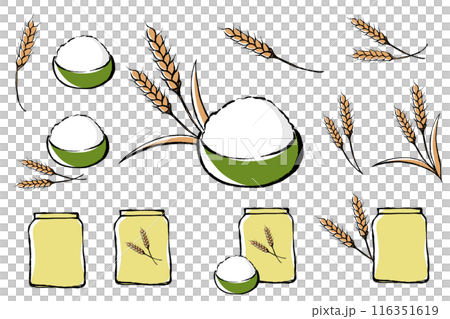 刷觸小麥和麵粉插圖集 116351619