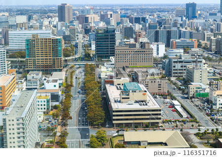 千葉県千葉市】上空から見た市街地の街並み風景 千葉県千葉市】上空から見た市街地の街並み風景 116351716