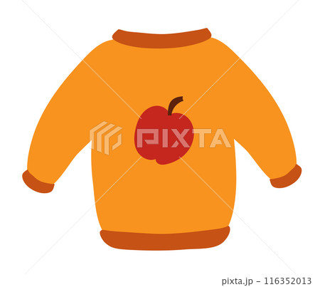 Autumn sweater with apple design. Cozy fall. Vector flat illustration. 116352013