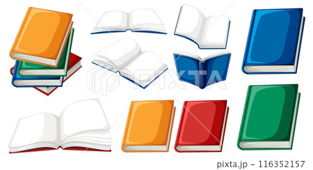 Colorful Books and Open Pages 116352157