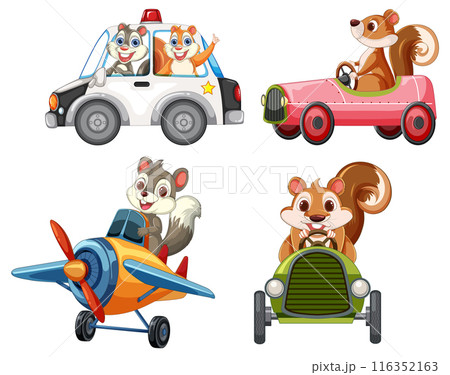 Squirrels Driving Various Vehicles 116352163