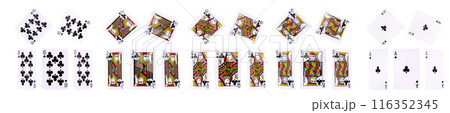 Playing cards for poker game on white background with clipping path. 116352345