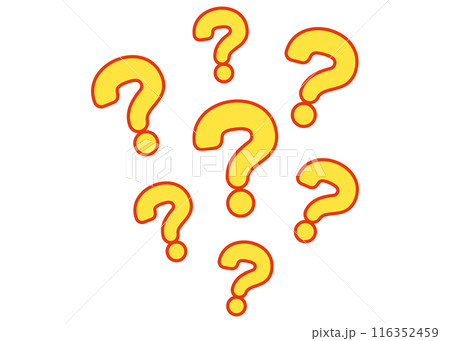 たくさんのハテナマークイラスト　黄色 116352459