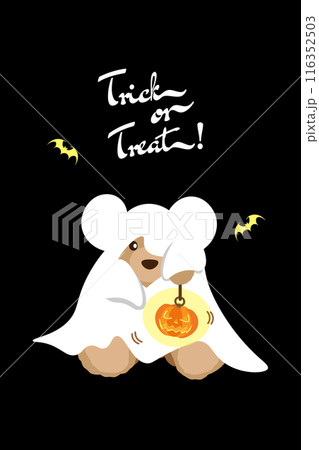 シーツお化けのクマのぬいぐるみとTrick or Treat！の背景 116352503