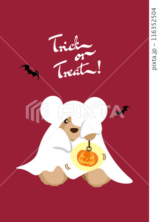 シーツお化けのクマのぬいぐるみとTrick or Treat!の背景 116352504