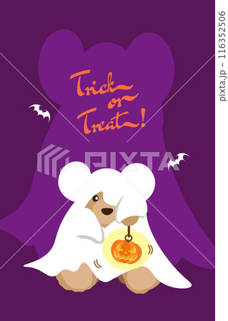 シーツお化けのクマのぬいぐるみとTrick or Treat!の背景 116352506