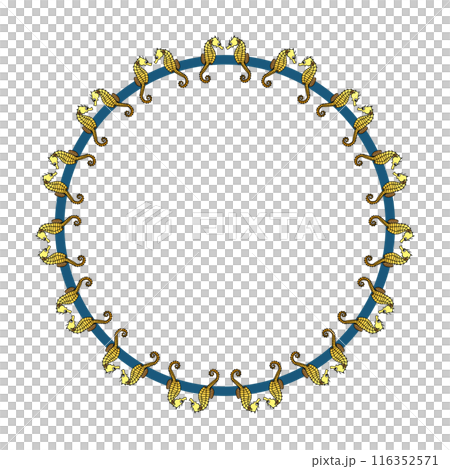 Seahorse circular decorative frame illustration 116352571