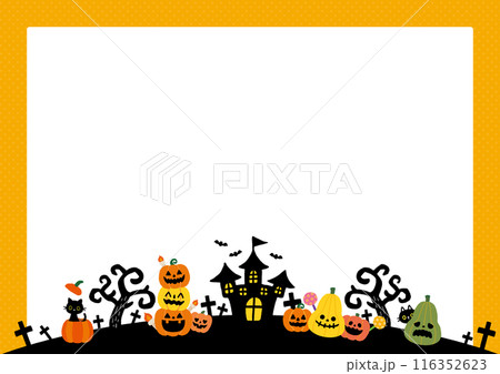 ハロウィンのフレーム（パンプキンとお城） 116352623
