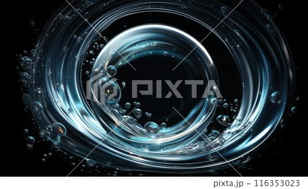水の渦と気泡が織り成す美しい抽象背景 116353023