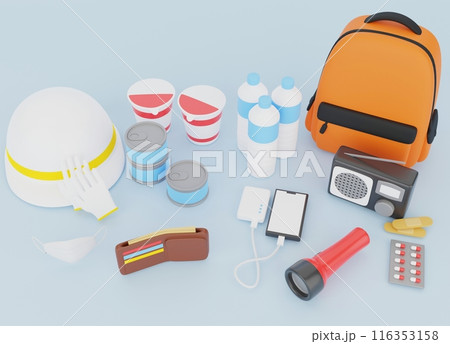 防災グッズのアイソメトリック3Dイラスト 116353158