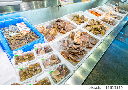 海鮮市場 はまぐり 大あさり ほたて 牡蠣 海鮮市場 はまぐり 大あさり ほたて 牡蠣 116353594