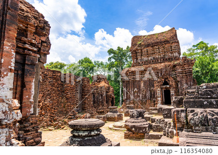 ベトナム　ヒンドゥーの神々を祀るチャンパ王国の聖地のミーソン遺跡 116354080