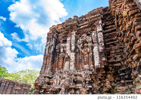ベトナム　ヒンドゥーの神々を祀るチャンパ王国の聖地のミーソン遺跡の宗教レリーフ 116354402