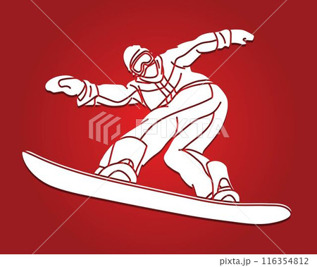 Snowboard Sport Snowboarder Action Cartoon Graphic Vector 116354812