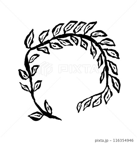 Inky abstract leaves sketch isolated on white 116354946