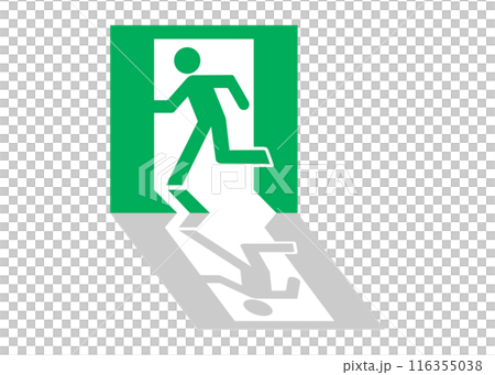 Emergency exit sign Simple emergency exit guide light illustration with shadow Icon material Emergency exit sign Simple emergency exit guide light illustration with shadow Icon material 116355038