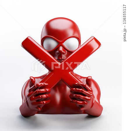 Banning entry: a 3d prohibition concept with a red x sign, a virtual warning symbolizing restricted access for banners and websites, ensuring digital safety and control in a visually impactful design 116355117