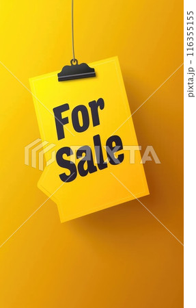 Advertising space: For Sale text banner ideal for copy space, providing a visually appealing and effective way to promote items or properties available for purchase and capture attention. 116355155