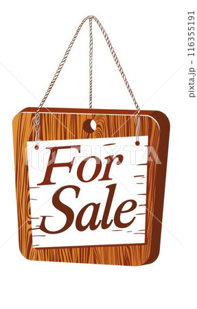 Advertising space: For Sale text banner ideal for copy space, providing a visually appealing and effective way to promote items or properties available for purchase and capture attention. 116355191