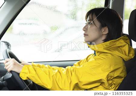 雨の日に運転する女性 雨の日に運転する女性 116355325