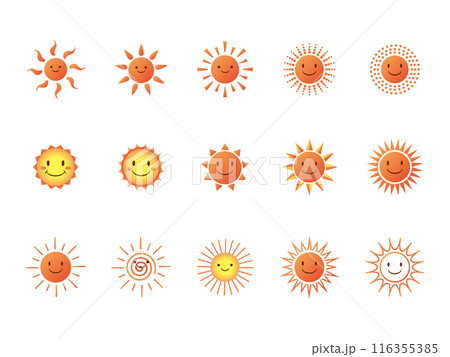 シンプルな太陽のイラスト素材(顏)-階調 116355385