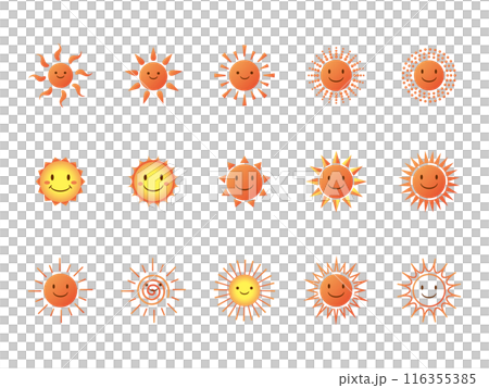 シンプルな太陽のイラスト素材(顏)-階調 116355385