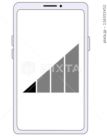 スマホ（白）の中に表示されたアンテナ2（電波1）（画面透過） 116355452