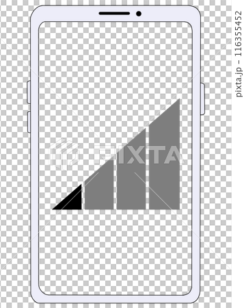 スマホ（白）の中に表示されたアンテナ2（電波1）（画面透過） 116355452