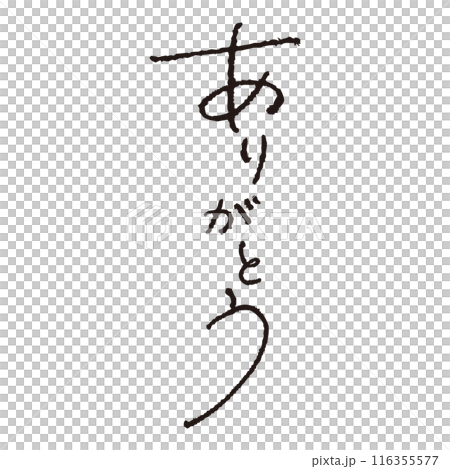 ペンで書いた「ありがとう」の書き文字　手書き　鉛筆　インク 116355577