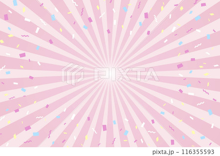 集中線と大きな紙吹雪のピンク背景素材 116355593