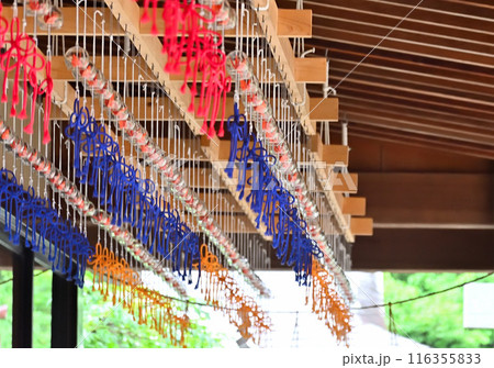 神社の境内に飾られた風鈴 高瀬神社 神社の境内に飾られた風鈴 高瀬神社 116355833
