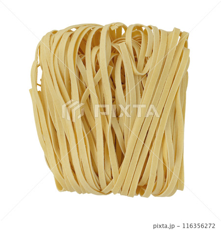 egg noodles isolated on white background, top view 116356272