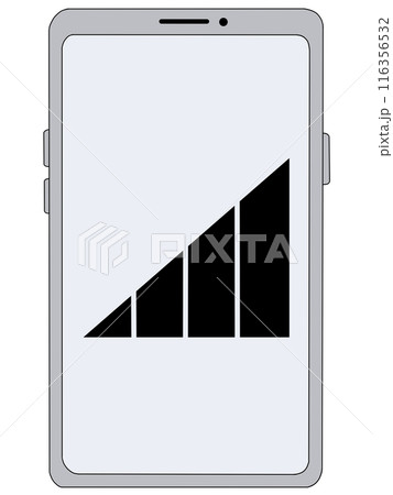 スマホ(シルバー)の中に表示されたアンテナ2(電波4) スマホ(シルバー)の中に表示されたアンテナ2(電波4) 116356532