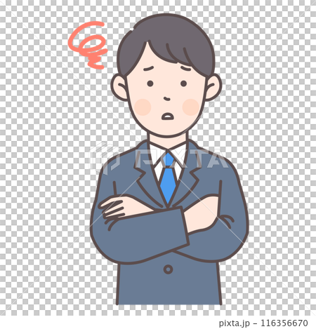 A worried male office worker with his arms folded 116356670