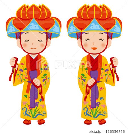 四つ竹を持ち琉球舞踊を舞う女性のイラスト素材 [116356866] - PIXTA